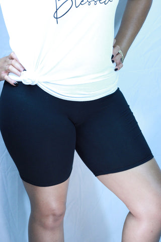 JET BLACK BIKER SHORT